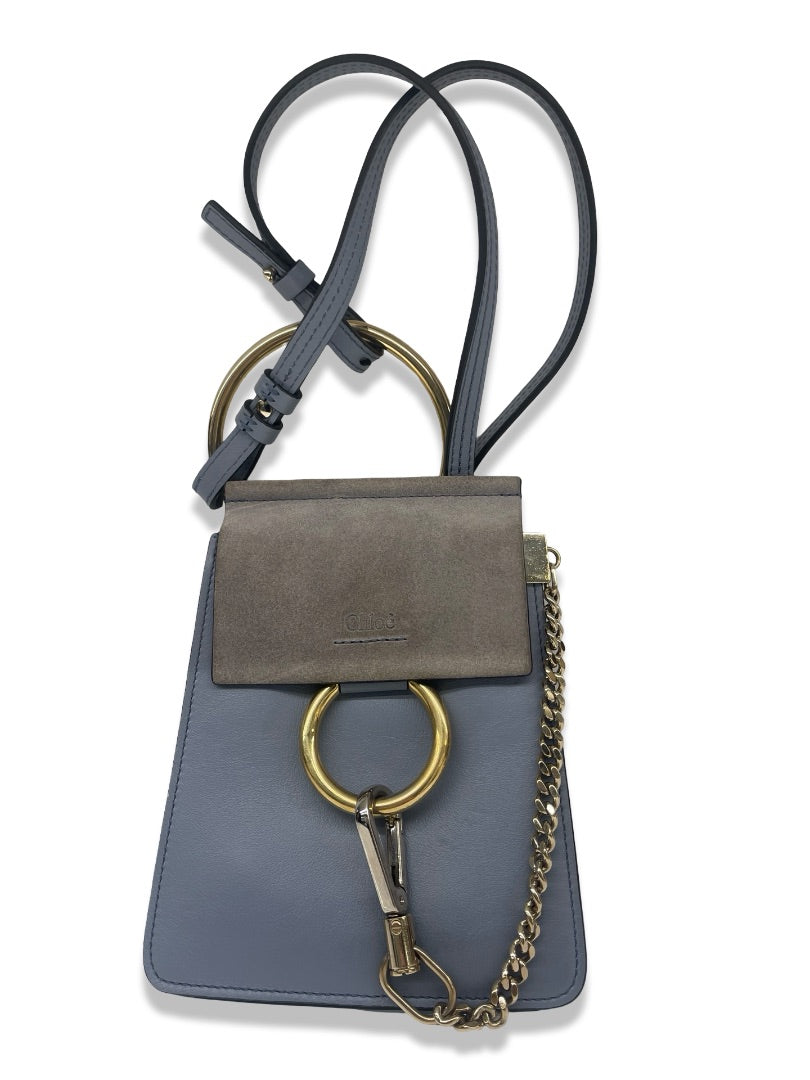 Chloe Blue / Grey Faye Bracelet Mini Crossbody Bag.