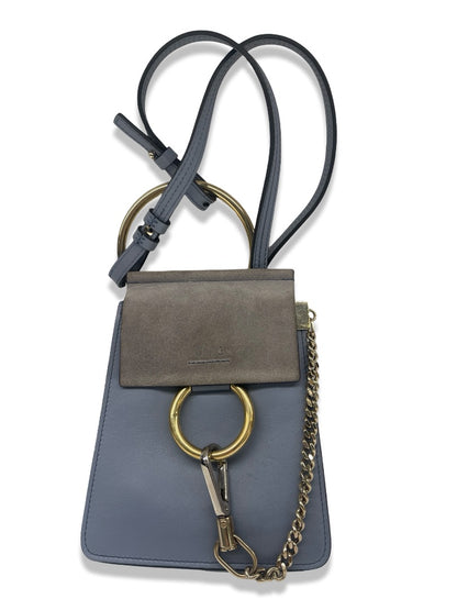 Chloe Blue / Grey Faye Bracelet Mini Crossbody Bag.