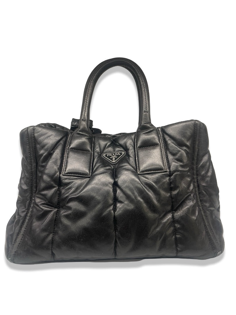 Prada Black Nappa Leather Bomber Tote.