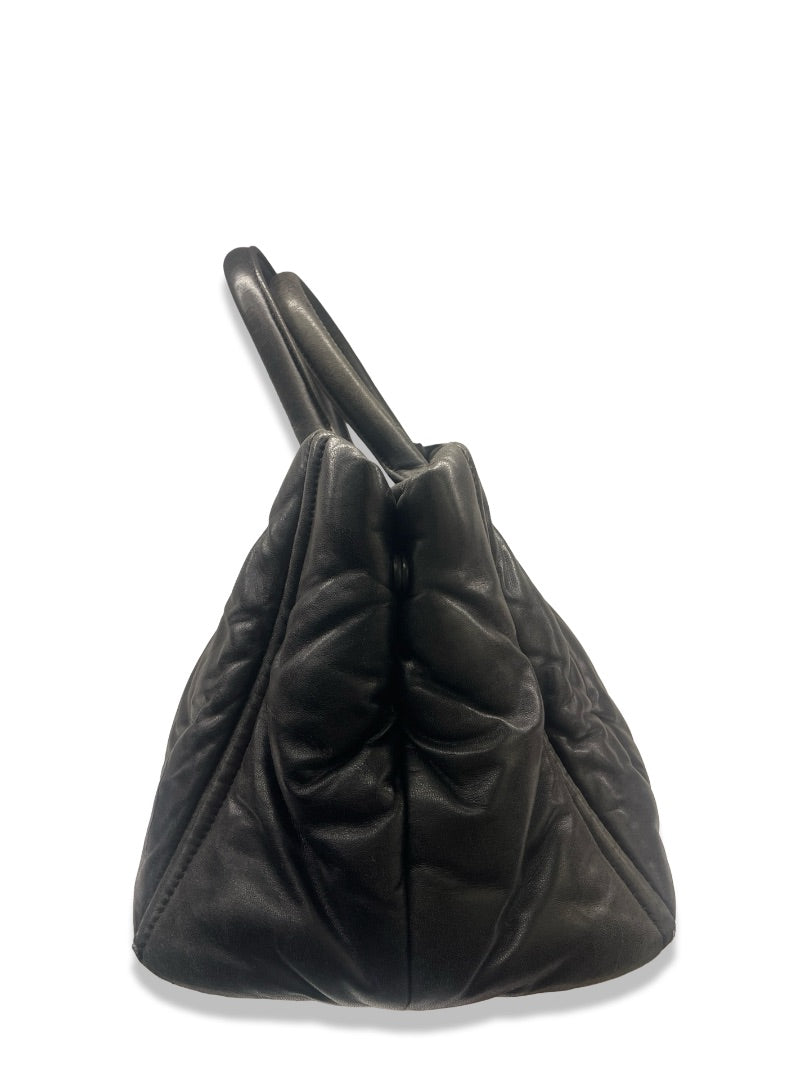 Prada Black Nappa Leather Bomber Tote.