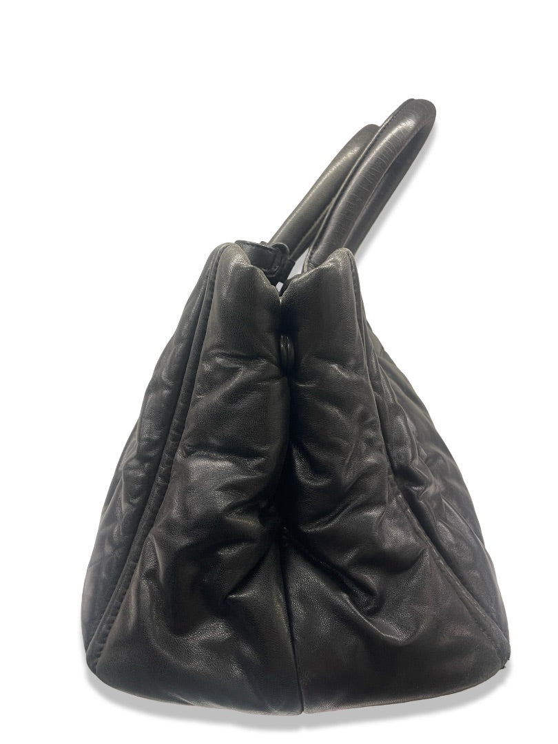 Prada Black Nappa Leather Bomber Tote.