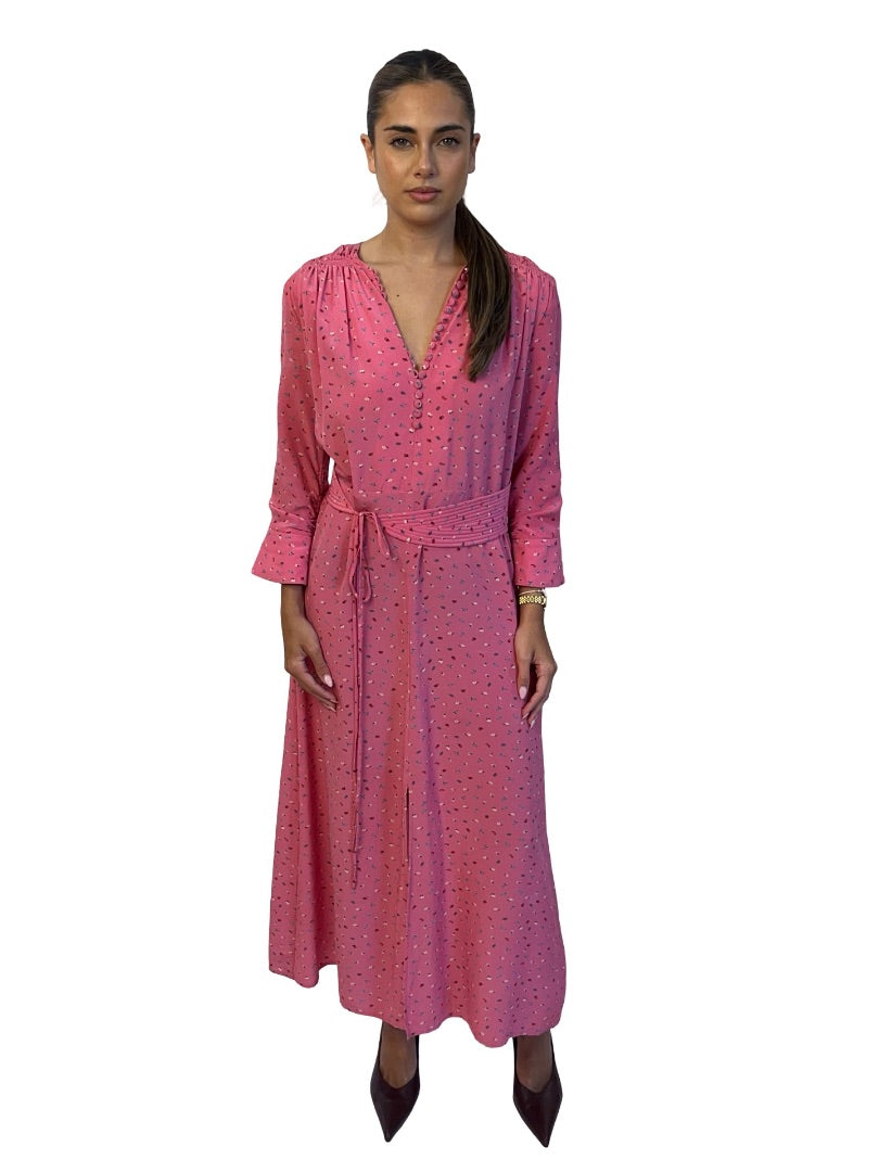 Scanlan Theodore Pink Floral Print Maxi Dress w/ Belt. Size: 10