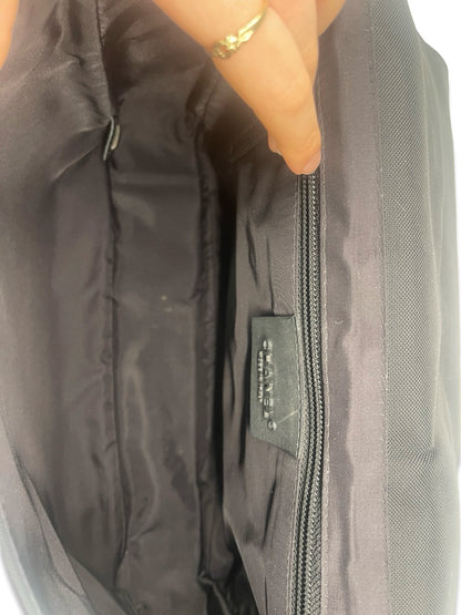Chanel Black Vintage Messenger Shoulder Bag Felt/Canvas.