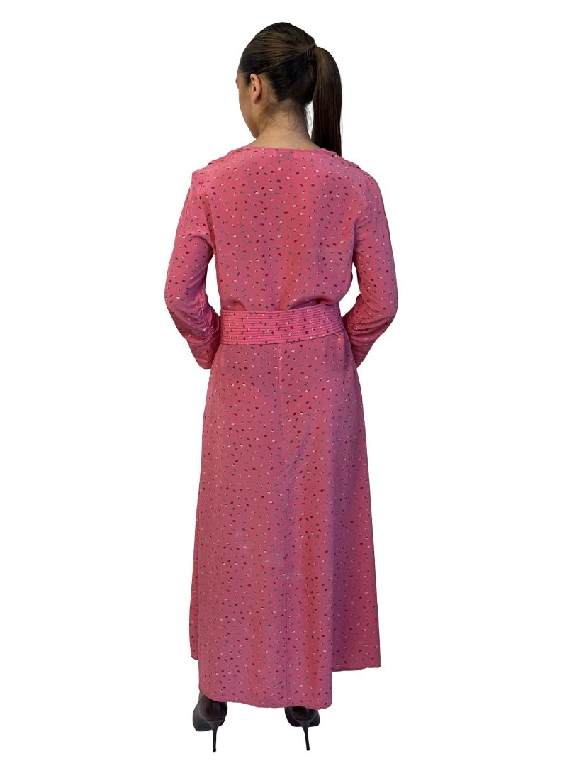Scanlan Theodore Pink Floral Print Maxi Dress w/ Belt. Size: 10