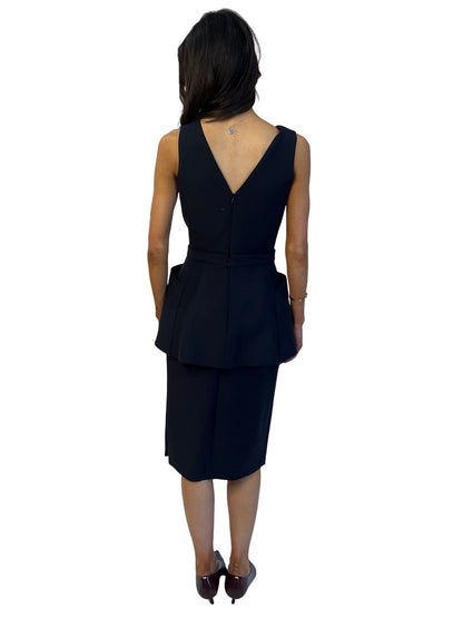 Christian Dior Navy Wool Midi Dress W Skirt PIece. Size: 8