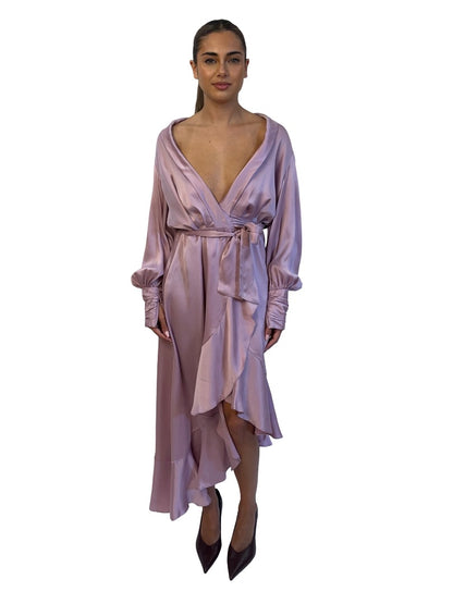 Zimmermann Lilac Silk Wrap Maxi Dress. Size: 1