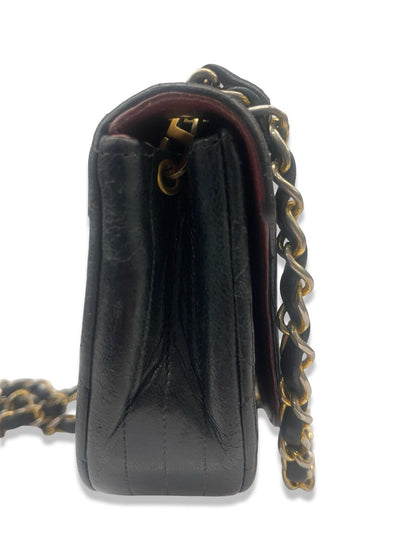 Chanel Black Vintage Quilted Lambskin Half Moon Flap Bag.
