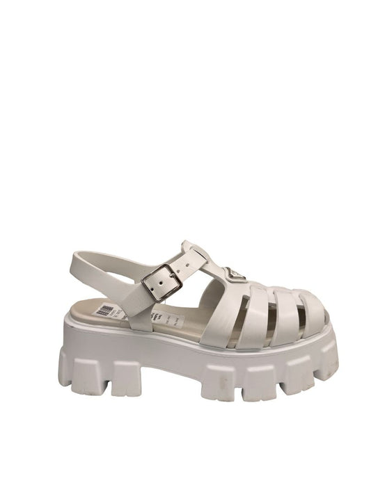 Prada White Rubber 'Monolith' Platform Sandals. Size: 38