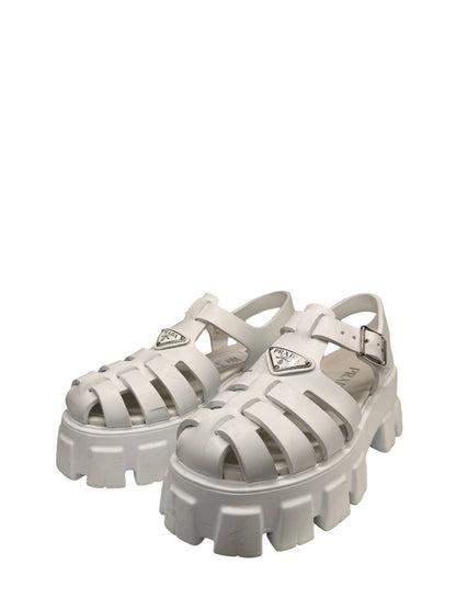 Prada White Rubber 'Monolith' Platform Sandals. Size: 38