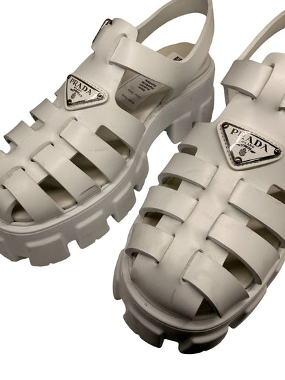 Prada White Rubber 'Monolith' Platform Sandals. Size: 38