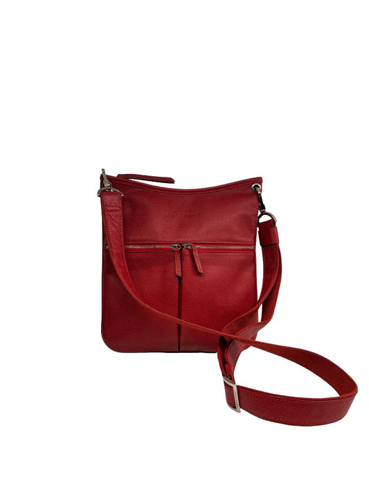 Longchamp Red Leather Satchel.