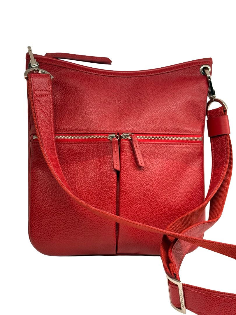 Longchamp Red Leather Satchel.