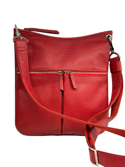 Longchamp Red Leather Satchel.