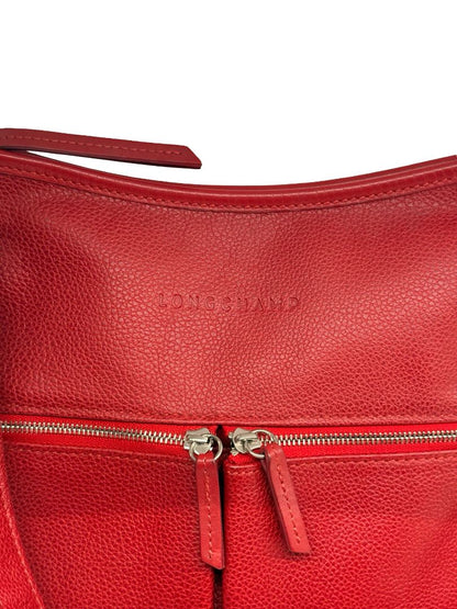 Longchamp Red Leather Satchel.