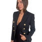Balmain Black Blazer with 3-Set Gold Buttons. Size: 38