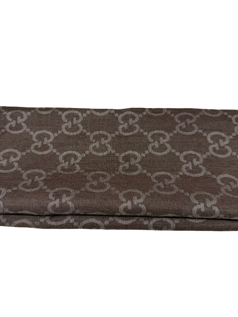 Gucci Grey Reversible GG Wool Blend Scarf.