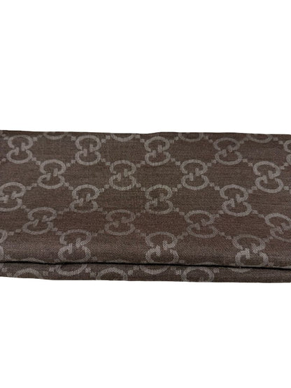 Gucci Grey Reversible GG Wool Blend Scarf.