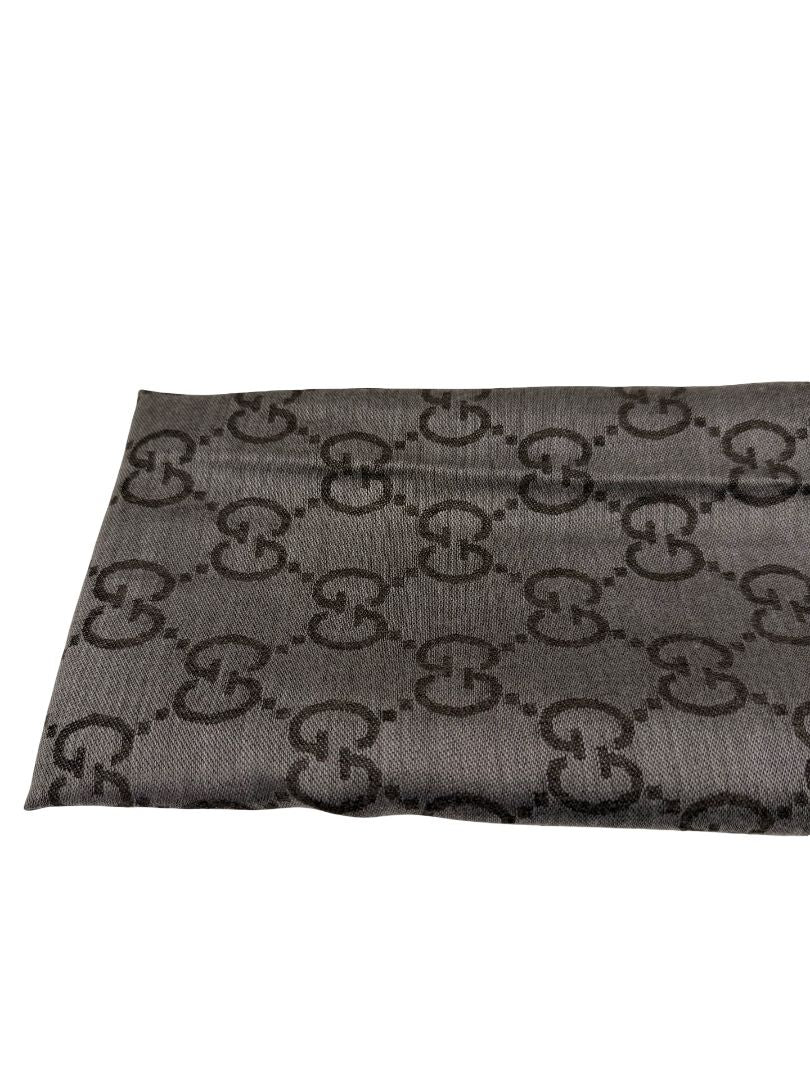 Gucci Grey Reversible GG Wool Blend Scarf.
