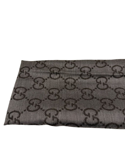 Gucci Grey Reversible GG Wool Blend Scarf.