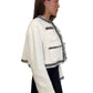 Cropped Tweed Jacket White W Black Trim Size: 3