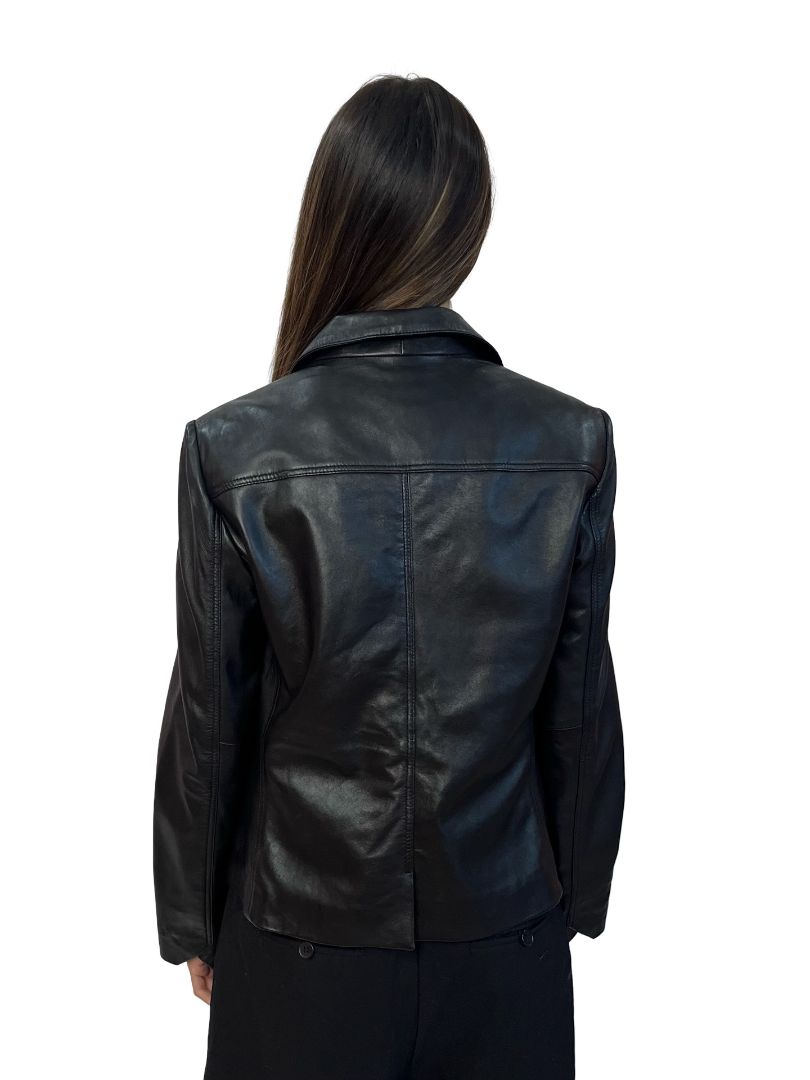 Zadig & Voltaire Black Pocket Leather Button Up Jacket. Size: L