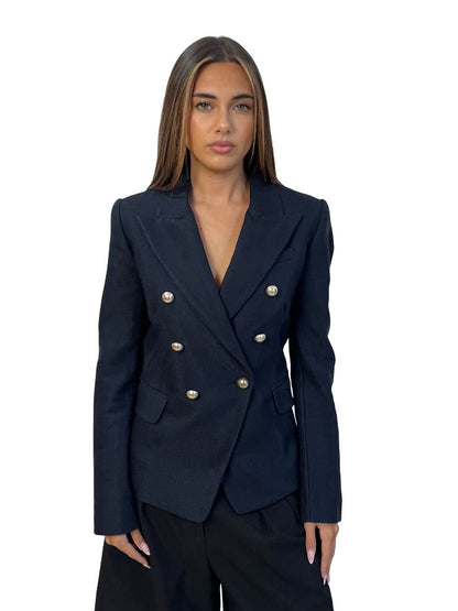 Camilla & Marc Black Double Breasted Blazer w/ Silver Buttons. Size: 6