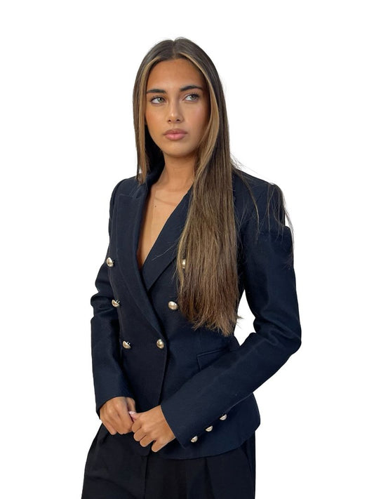 Camilla & Marc Black Double Breasted Blazer w/ Silver Buttons. Size: 6