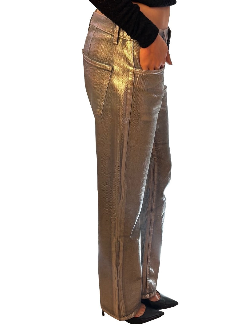 Beatrice Silver Metallic Slim Jean. Size: 27