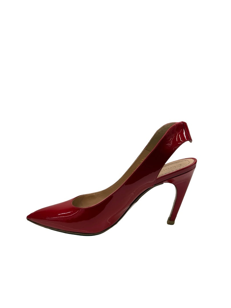Christian Dior Red Obsesse-D Patent Calfskin Slingback Pump. Size: 37.5