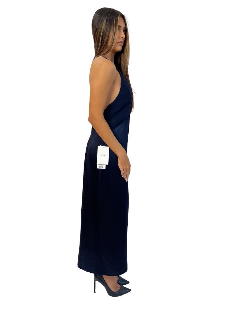 Dion Lee Navy Satin Crepe Cami Dress. Size: 10