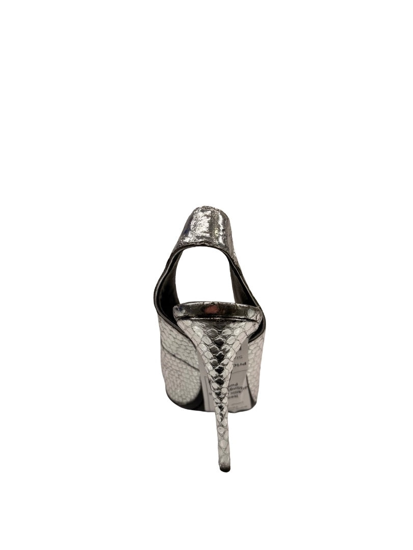 Giuseppe Zanotti Silver Metallic Python Slingback Pumps. Size: 37.5