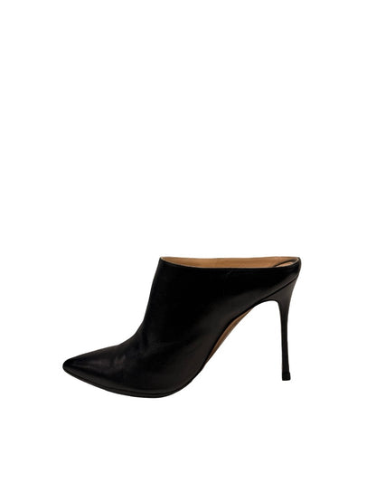 Sergio Rossi Black Leather Mule Heels. Size: 38.5