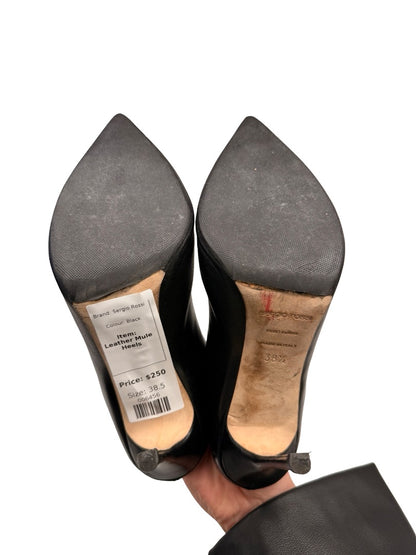 Sergio Rossi Black Leather Mule Heels. Size: 38.5