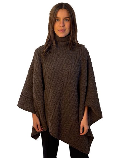 Ralph Lauren Brown Cable Knit Cape. Size: M/L