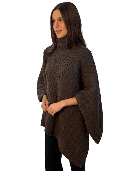 Ralph Lauren Brown Cable Knit Cape. Size: M/L