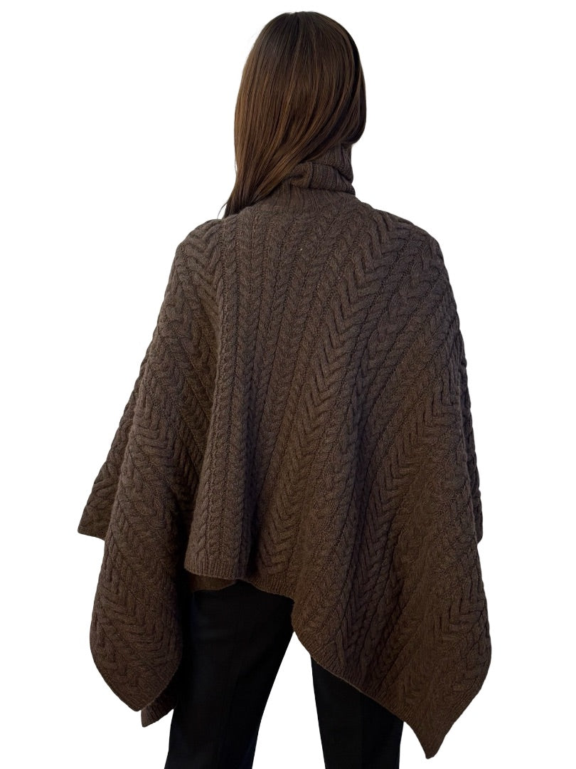 Ralph Lauren Brown Cable Knit Cape. Size: M/L