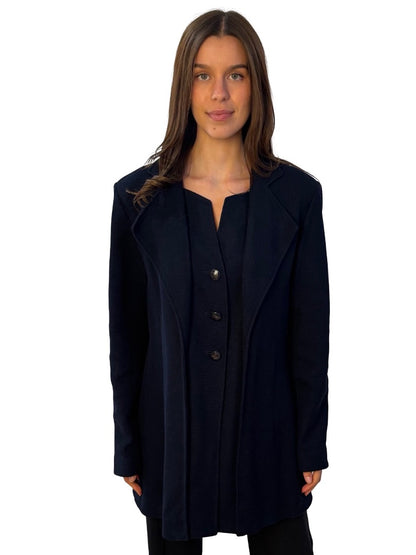 Chanel Navy Knit Coat. Size: 50