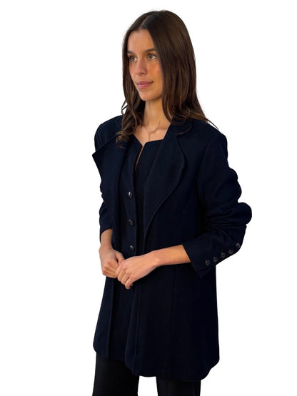 Chanel Navy Knit Coat. Size: 50