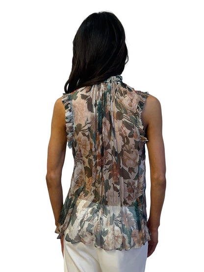 Zimmermann Orange / Multi-Colour Floral Print Silk Sleeveless Blouse. Size: 0