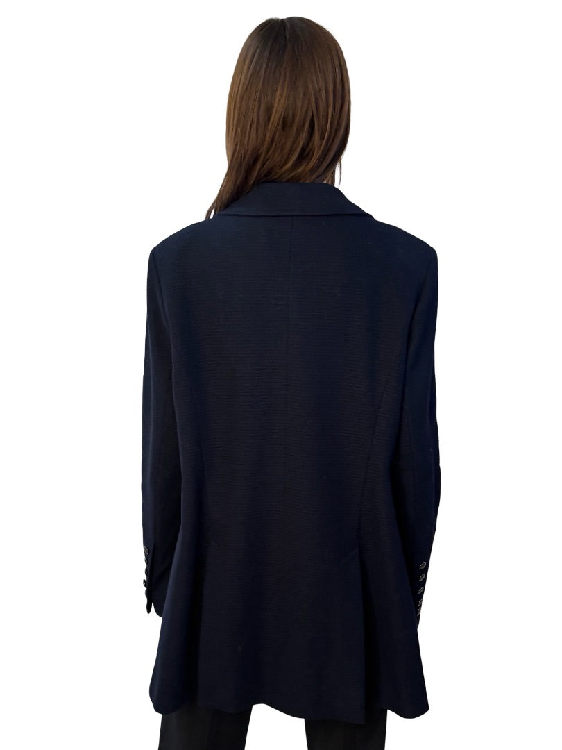 Chanel Navy Knit Coat. Size: 50