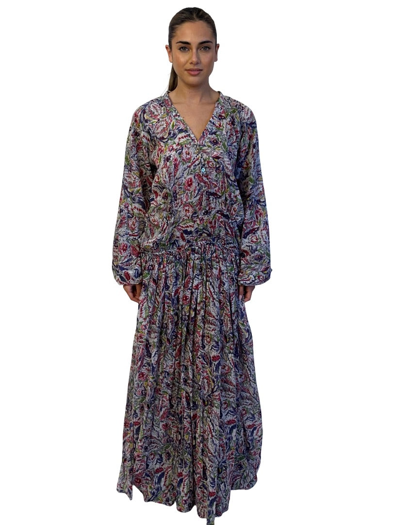 Zimmermann Purple / Multi-Colour Floral Print Long Sleeve Maxi Dress. Size: 2