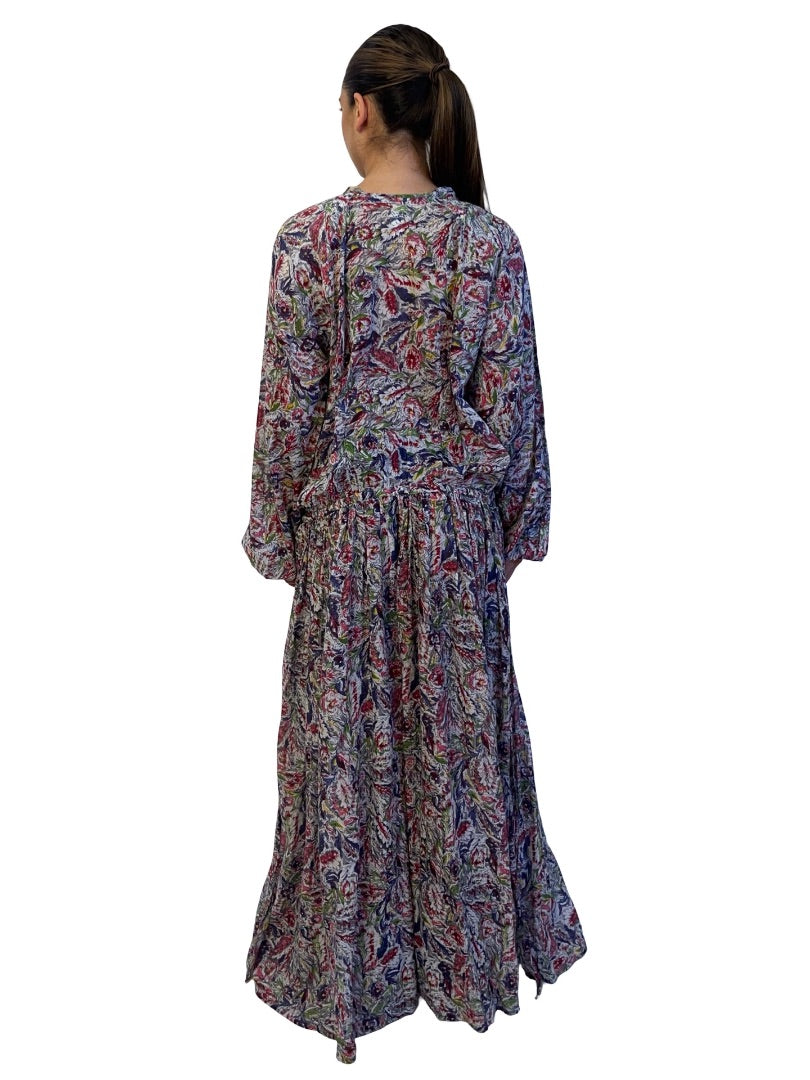 Zimmermann Purple / Multi-Colour Floral Print Long Sleeve Maxi Dress. Size: 2