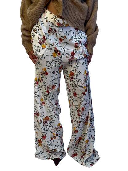 Zimmermann White / Multi-Colour Floral Print Wide Leg Pant. Size: 2