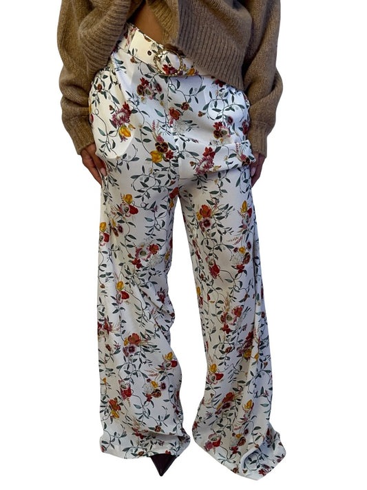 Zimmermann White / Multi-Colour Floral Print Wide Leg Pant. Size: 2