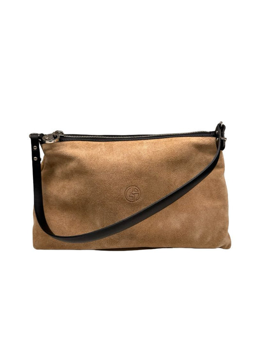 Giorgio Armani Tan Suede Shoulder Bag.