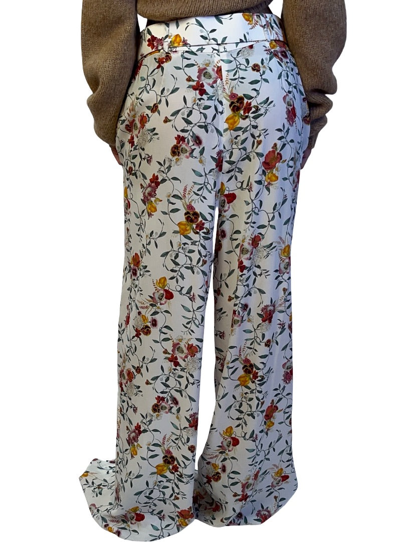 Zimmermann White / Multi-Colour Floral Print Wide Leg Pant. Size: 2