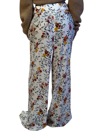 Zimmermann White / Multi-Colour Floral Print Wide Leg Pant. Size: 2