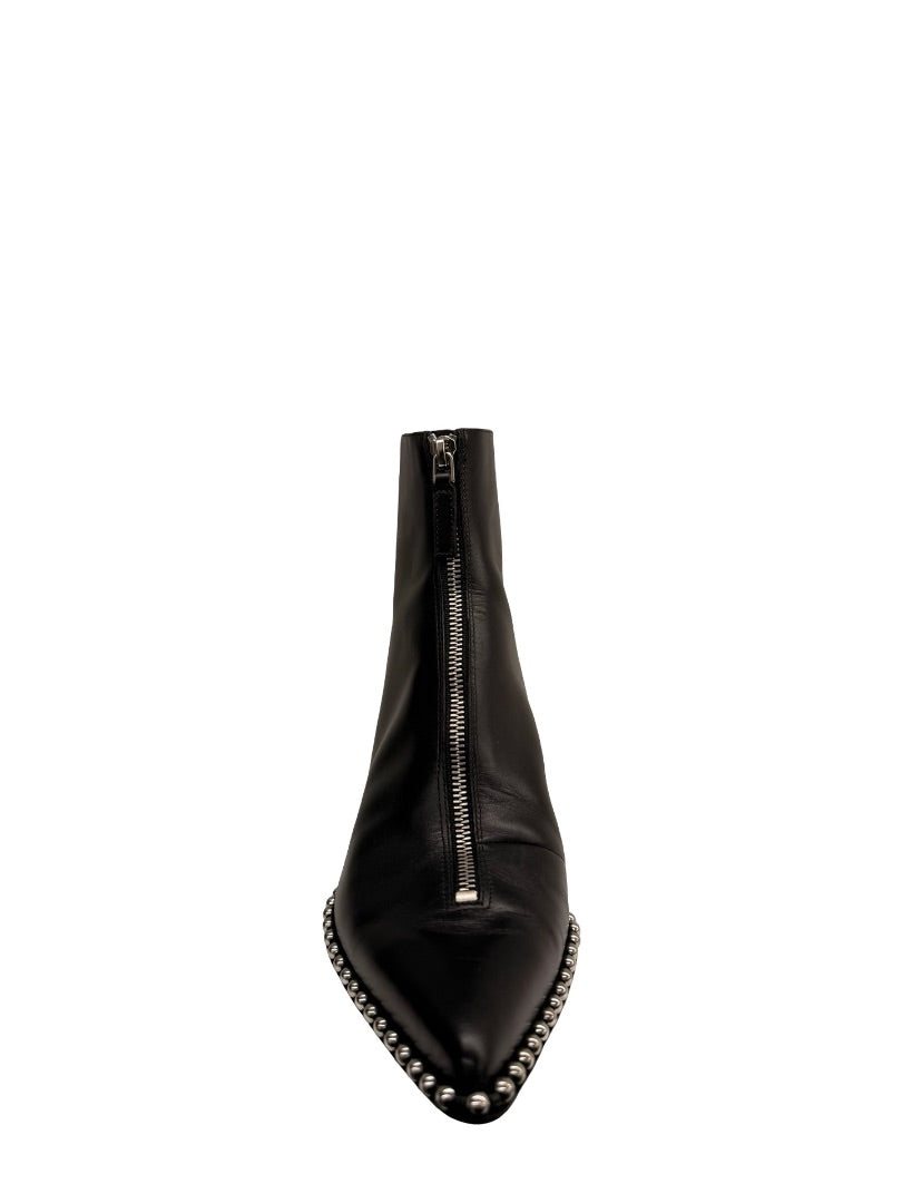 Alexander Wang Black Eri Leather Ankle Boot. Size: 41