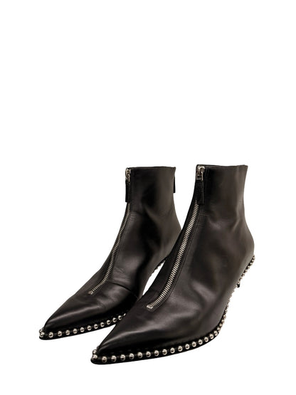 Alexander Wang Black Eri Leather Ankle Boot. Size: 41