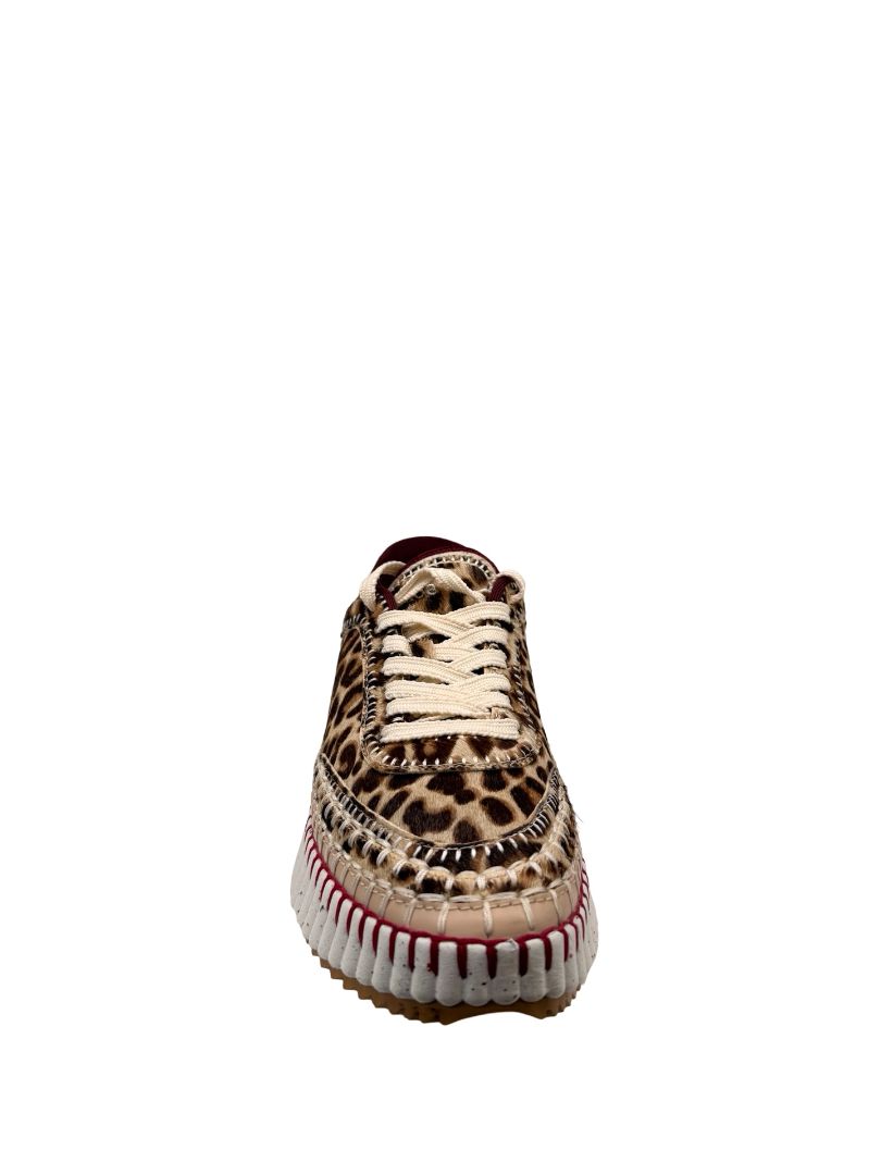 Chloe Leopard Calf Hair Ribbed Platform Sneakers. Size: 39